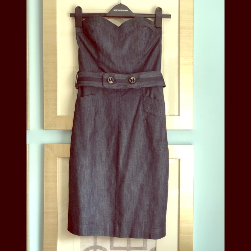 Trina Turk Dark Blue Denim Sweetheart Strapless
